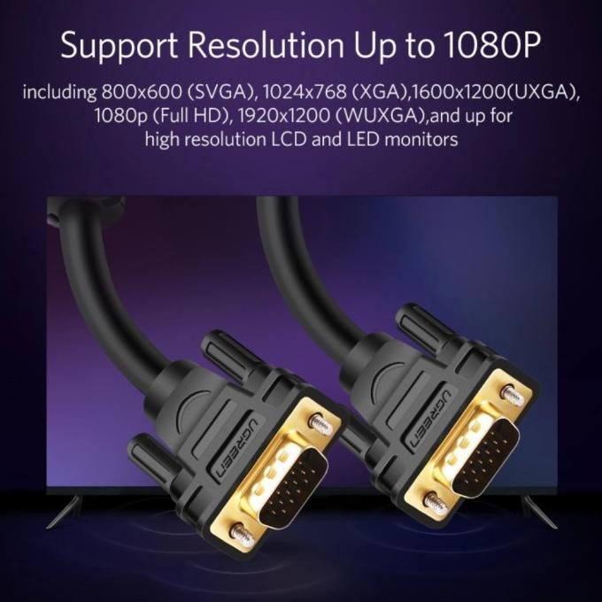 UGREEN VGA TO VGA 1080P - UGREEN KABEL VGA GOLD PLATED FOR MONITOR TV