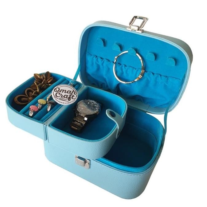 BIRU MUDA Kotak Emas Perhiasan dan Aksesoris Kalung Gelang Cincin ps