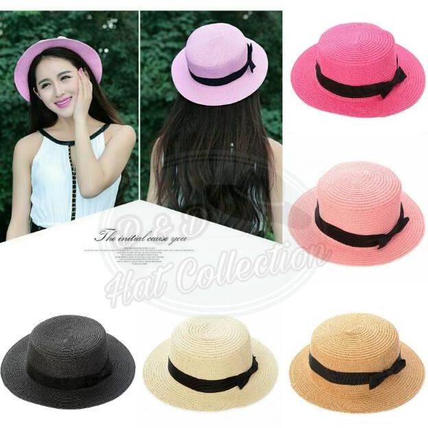 Topi Fashion Pria Wanita/Topi Boater Import Sun Caps/Topi Pantai Straw Panama Hat Original