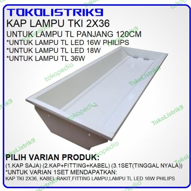 HOT SALE Kap Lampu TKI 2x36 watt / Kap Lampu TL TKI 2x36