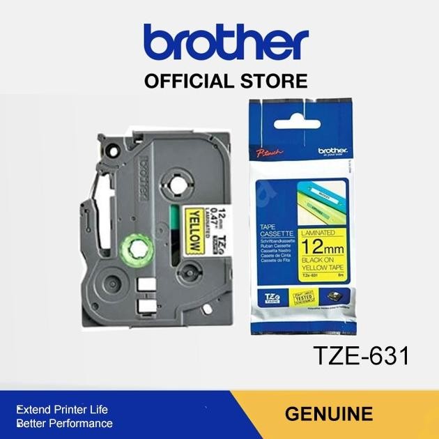 

CO Label Tape Cassete Brother Laminated 12mm Black On Yellow TZE-631