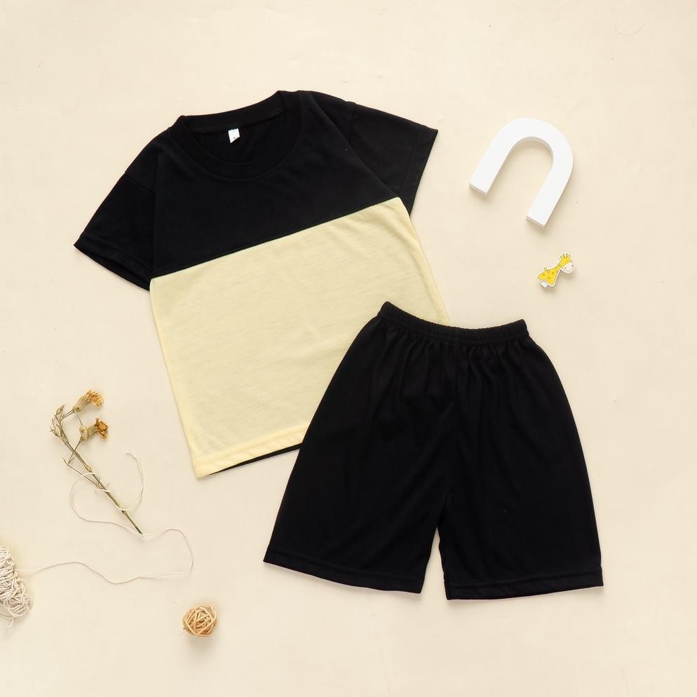 Ready Stock Top Kid Setelan Kaos Two Tone Anak-Anak / Kaos Playset Two Tone Anak Usia 2 - 9 Tahun 02