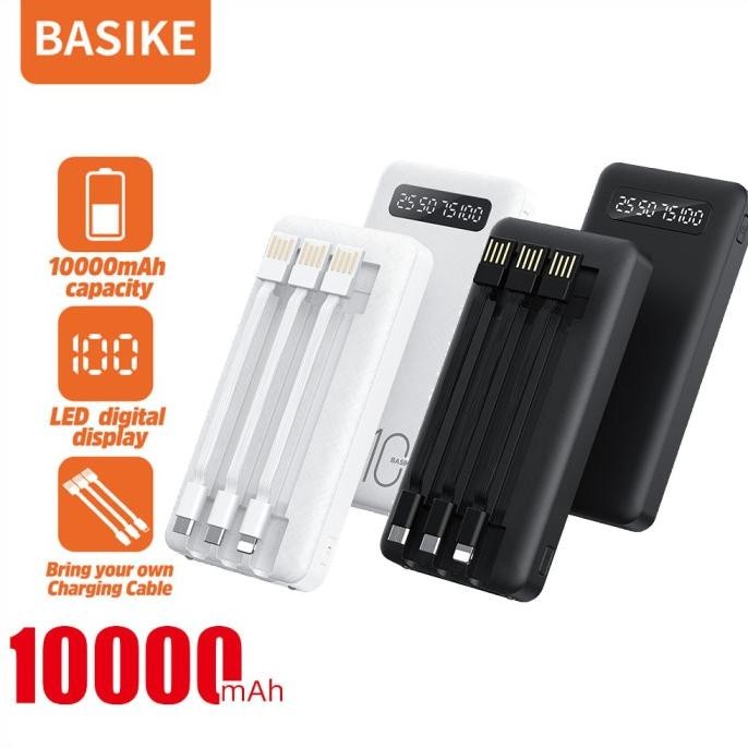 Lampu - Powerbank 10000Mah Basike Asli 3 Kabel Pengisi Daya Lampu Led Ganda