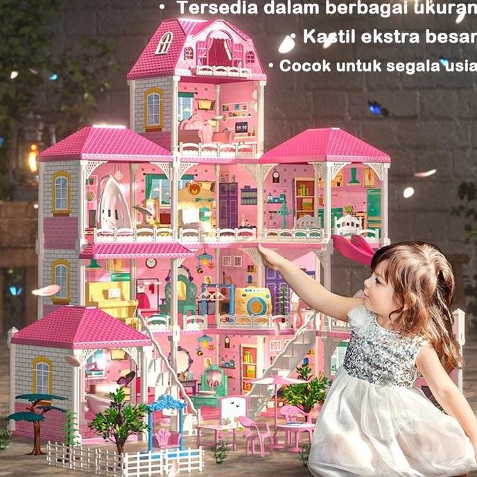 mainan anak perempuan rumah Princess mainan Castle 86cm mainan rumah boneka mainan perempuan besar V