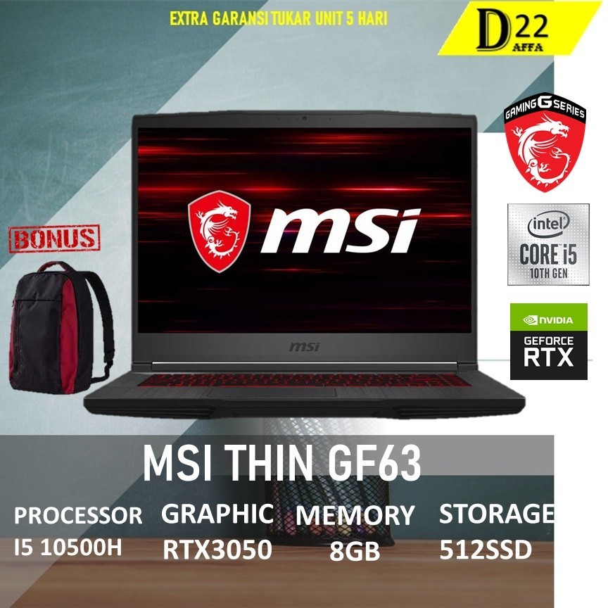 MSI THIN GF63 CORE I5 NVIDIA RTX SCREEN 15- WINDOWS