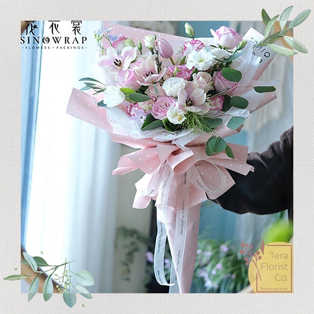 

RB 20 Lembar Cellophane Polkadot Kecil Kertas Bunga Flower Wrapping Kertas Buket Wrap Paper Bungkus