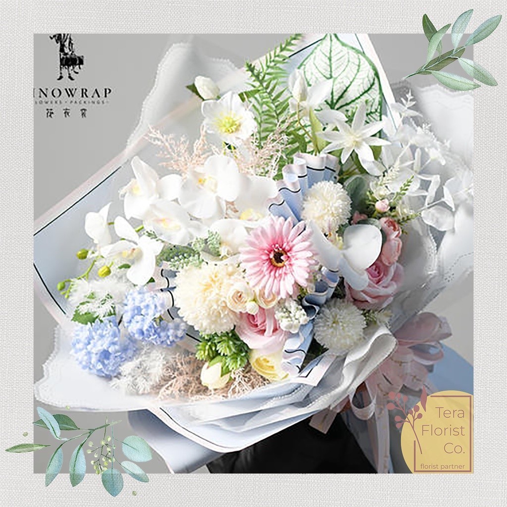 

RB 20 Lembar Cellophane Matte Pastel List Kertas Bunga Flower Wrapping Kertas Buket Wrap Paper