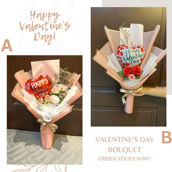 `````````] Bouquet bunga balon valentine i love you flower balloon bouquet