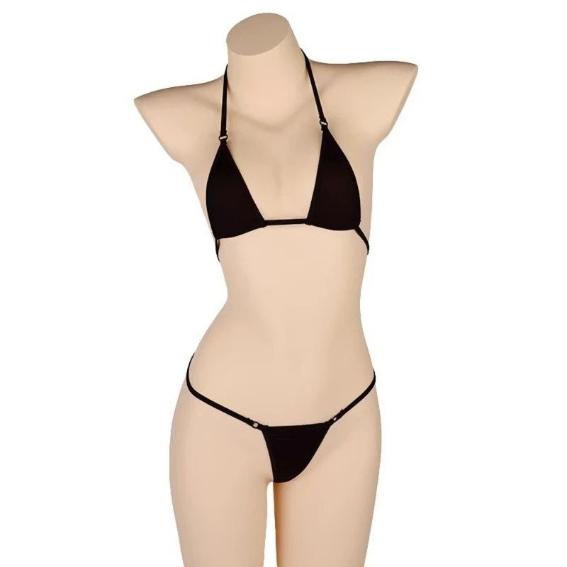 Set Bikini Transparan Anime Sexy Bikini Micro Cosplay Bra G-String Baju Renang Pinggang Rendah Wanit