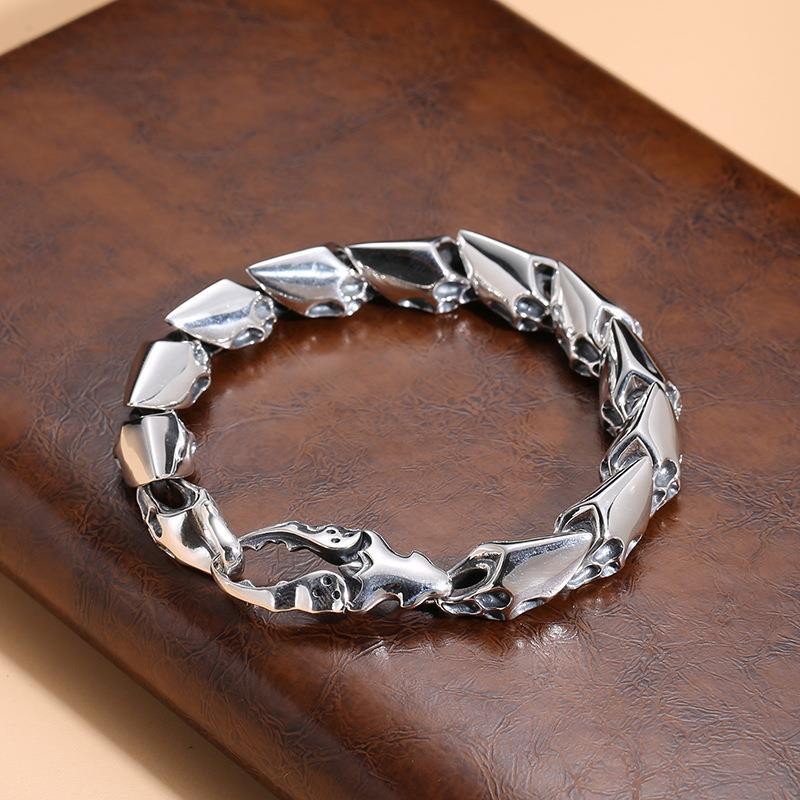 Gelang Mecha Punk Perak Thailand Trendy Pria Scorpio