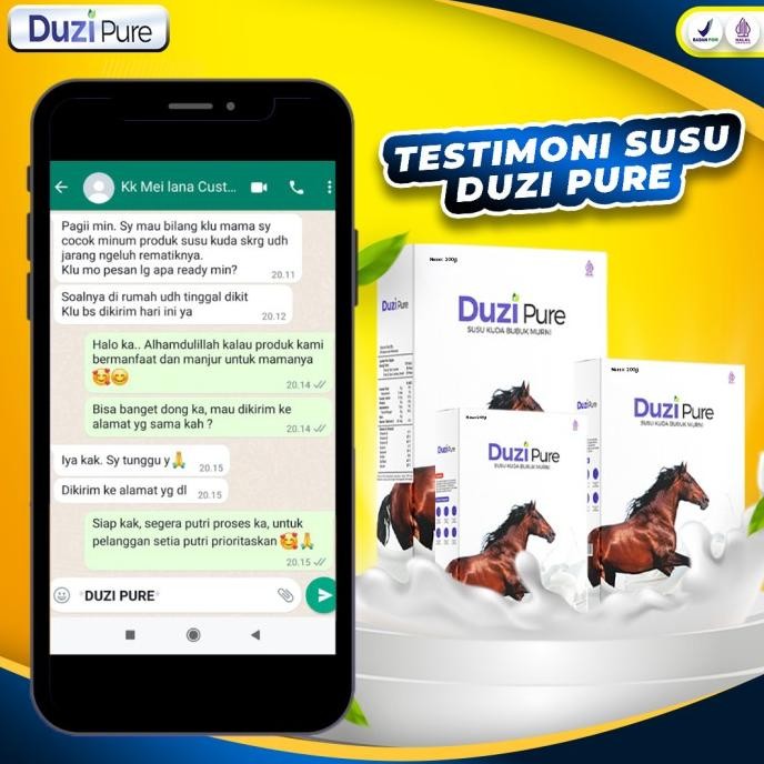 

Terlaris Duzi Pure Susu Kuda Bubuk Dengan Herbal - Paket 5 Box Ready Stok