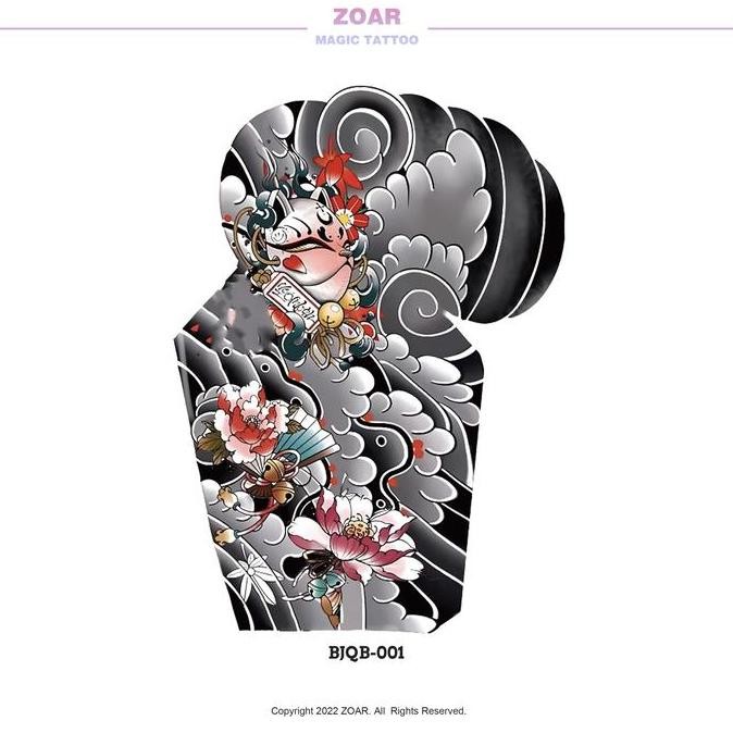 ZOAR BJQB Stiker Tato Temporary Semi Permanen Tahan lama Tattoo menempel dekorasi seni untuk pria da