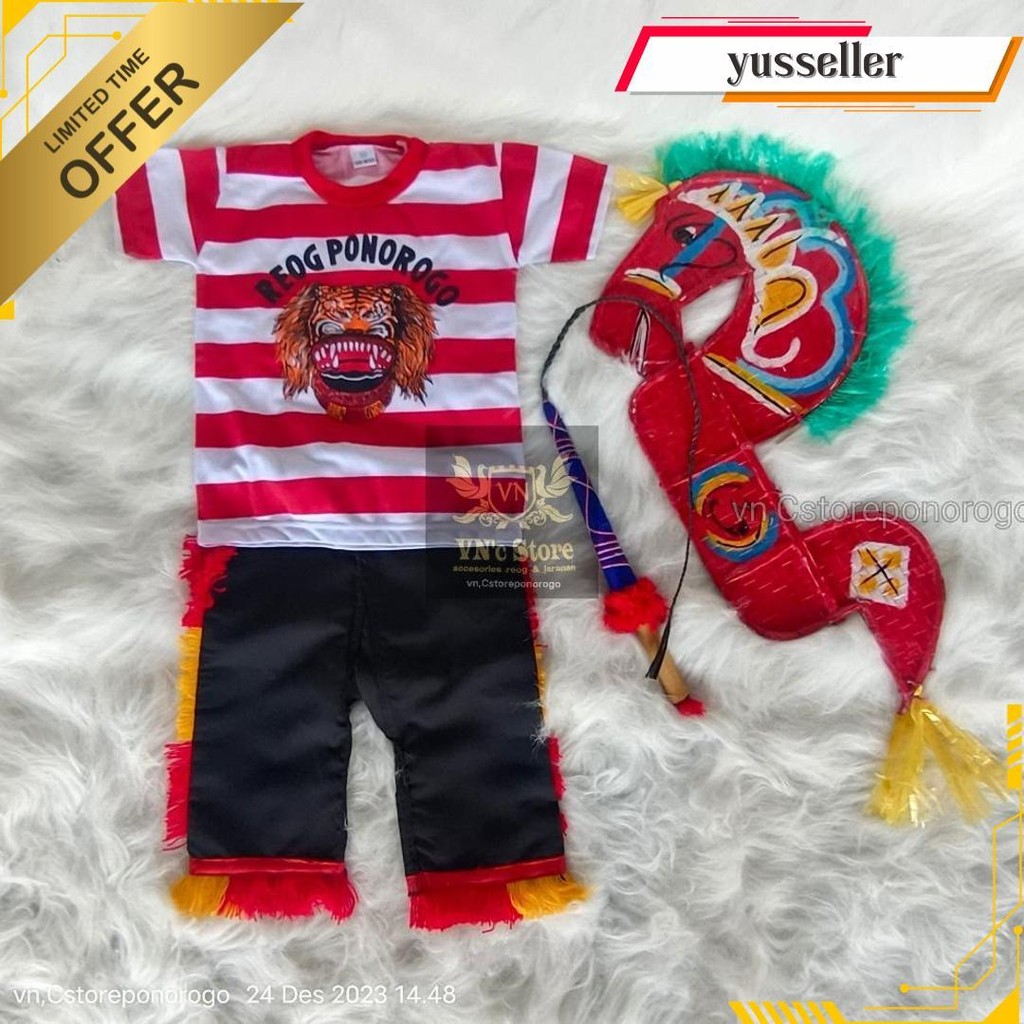 Setelan Jaranan Anak Fulset/ Kaos Reog / Kaos Sakera / Kaos Jaranan / Kaos Barong / Kaos Sunda / Pon