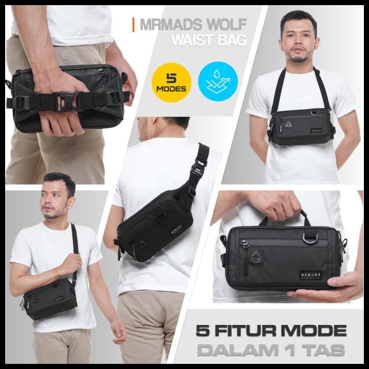 Terlaris Mr Mads Waist Bag Wolf Shoulderbag Slingbag Handbag Chestbag 5In1 Bag Good Quality