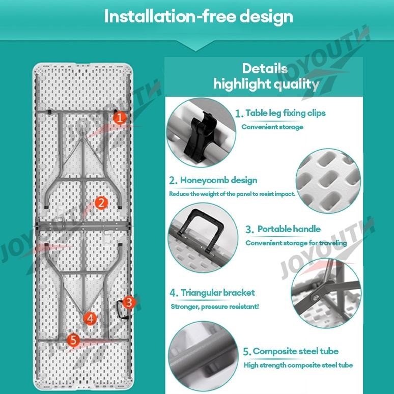 JOY Meja Lipat/Meja Lipat plastik/Meja Lipat Outdoor/Meja Serbaguna/besar Makan Meja