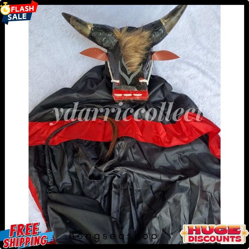 Bantengan Tanduk Asli Free Kain Kemul Panjang Banteng Kayu (Cod)