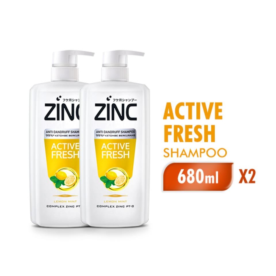 Zinc Shampoo Active Fresh Botol 680 ml x2 - Gambar 3