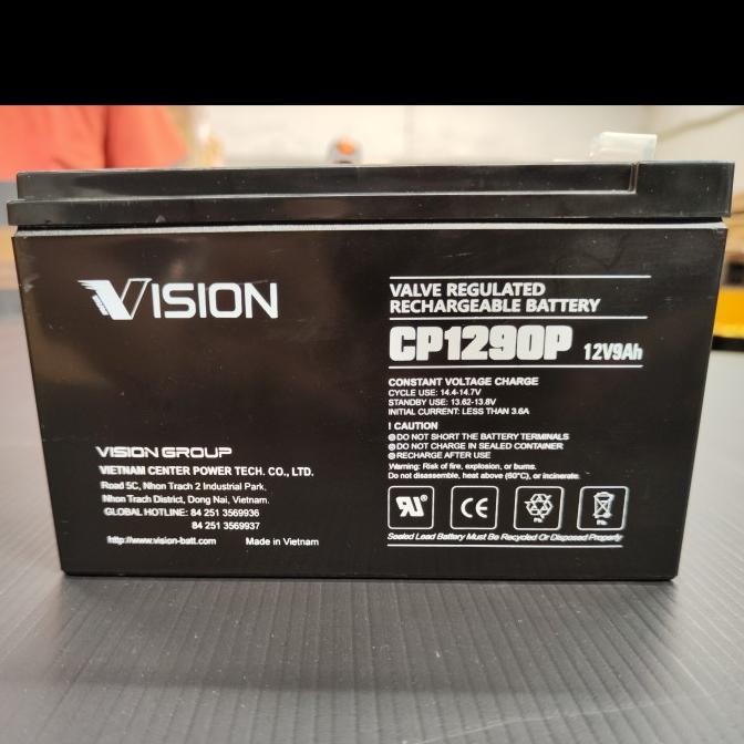 Grosir Baterai Ups Aki Kering Vision 12V 9Ah/Vrla Cp1290 / Aki Ups 12V 9Ah