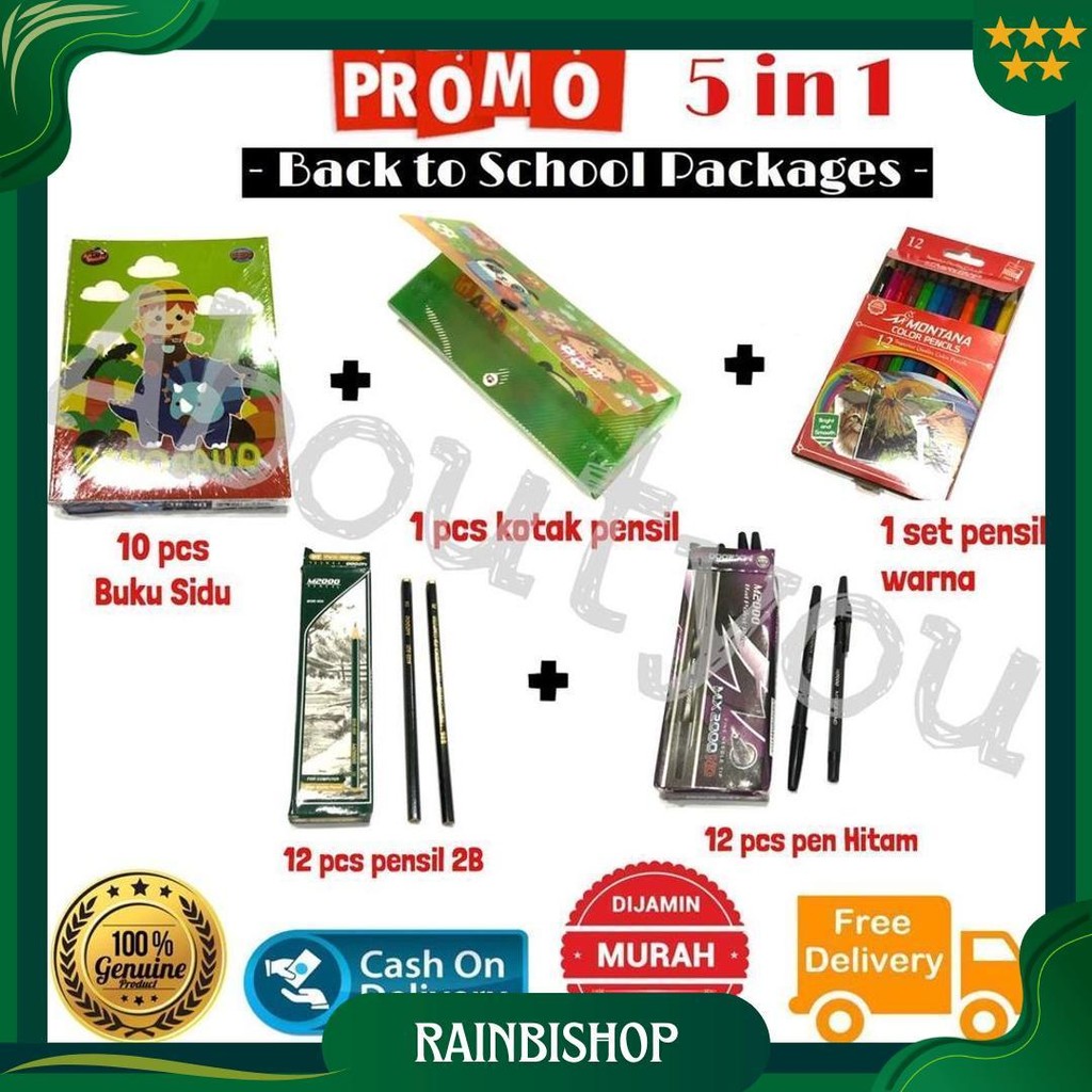 

Promo 5 In 1 Paket Alat Tulis Sekolah Set Lengkap Buku Kotak Pensil Warna Pen Murah Gratis Ongkir