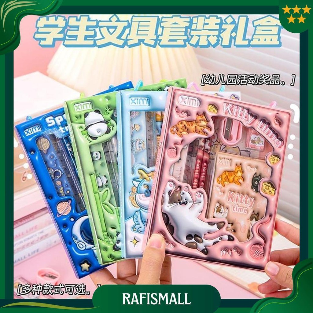 

(Belanjaonlineku)Alat Tulis Set 6 In 1 Stationery Set Karakter Lucu Pensil Rautan Penghapus Penggaris Set 6Pcs Perlengkapan Alat Tulis Sekolah Promo Puncak