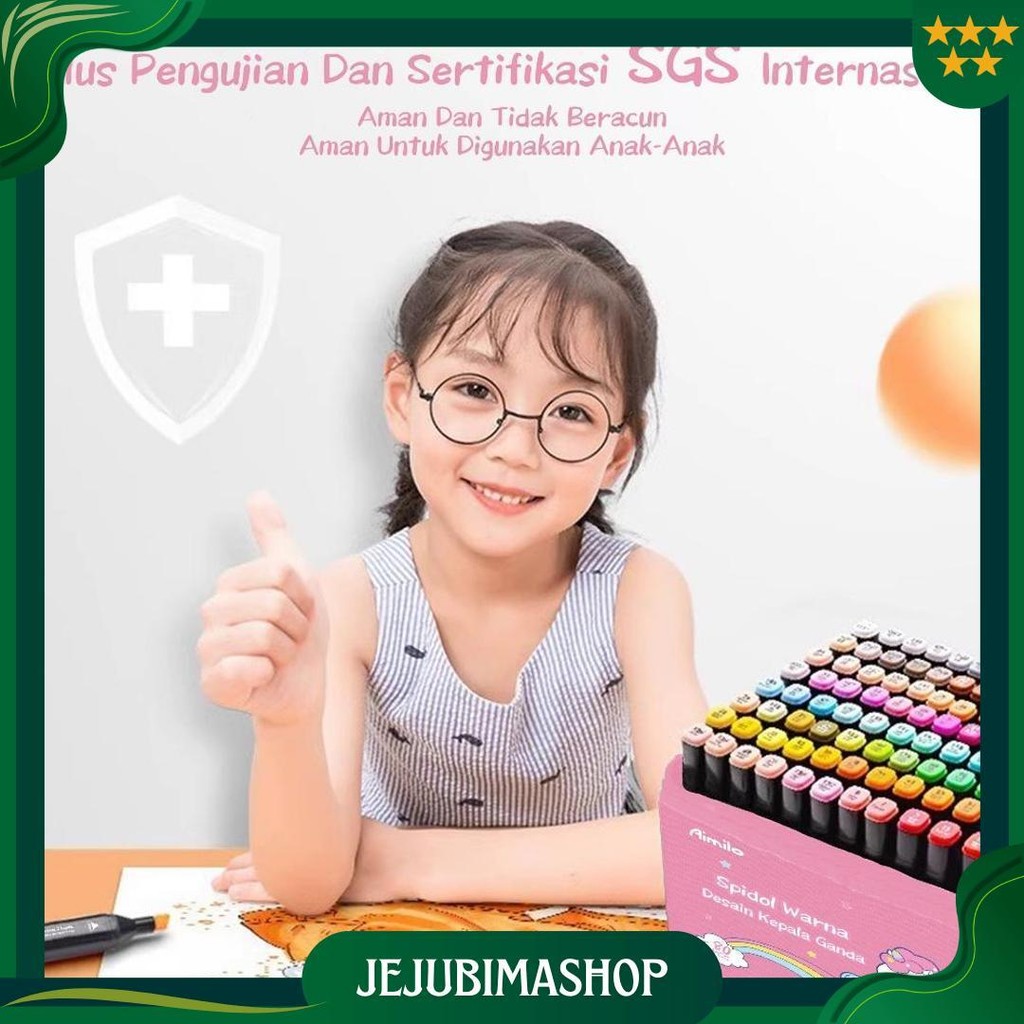 

Aimilo Spidol Warna Warni 1 Set Sketch Marker 2 Tips Kartun Marker Set 24/36/48/60/80 Warna Promo Puncak