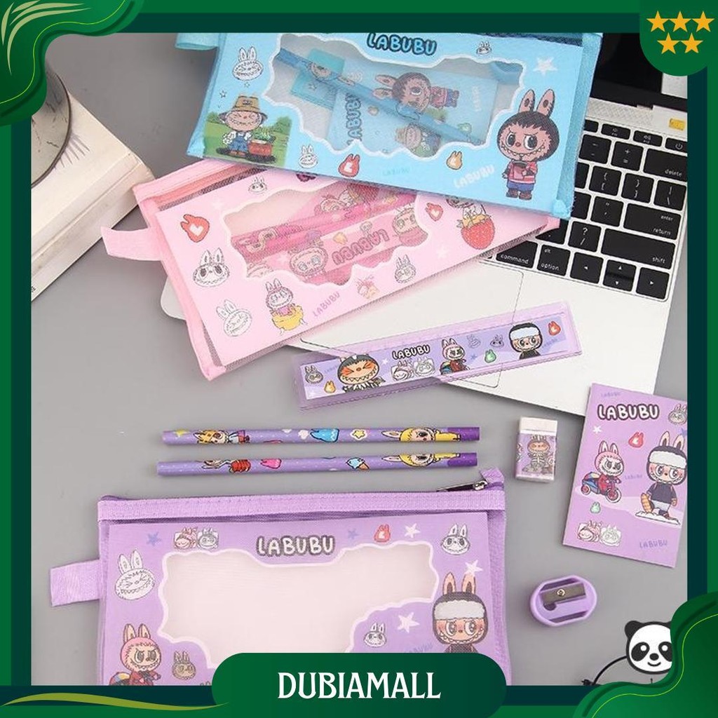 

Alat Tulis Set 7 In 1 Karakter Kuromi Lucu Pouch Net Stationery Hadiah Anak Sanrio Labubu - Gg0439 Promo Puncak