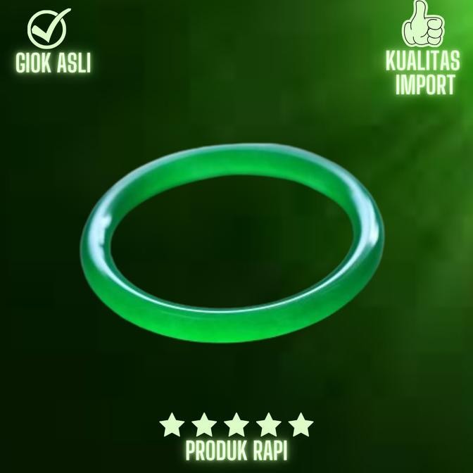 Gelang Bangle Batu Giok Hijau Asli China Gelang Giok Batu Kesehatan BAN