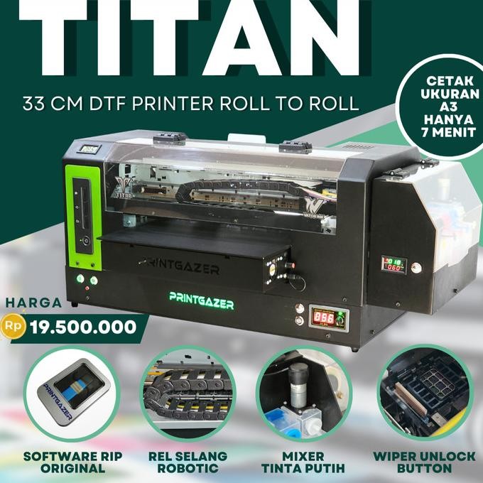 Printgazer Titan Printer Dtf A3+ Mesin Sablon Kaos A3 Film Powder Original Dan Terpercaya