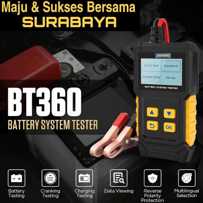 NEW AUTOOL BT360 BT-360 12V Car Battery Tester Analyzer Baterai Aki Accu