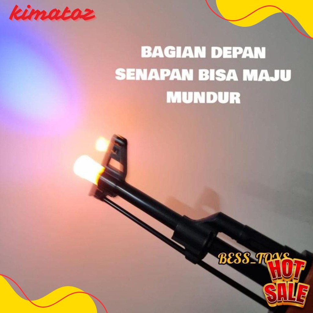 Mainan Senapan Ak-47 + 12Pcs Peluru Selongsong 833-10 Ada Suara Tembakan Bergetar Lampu Warna Diskon