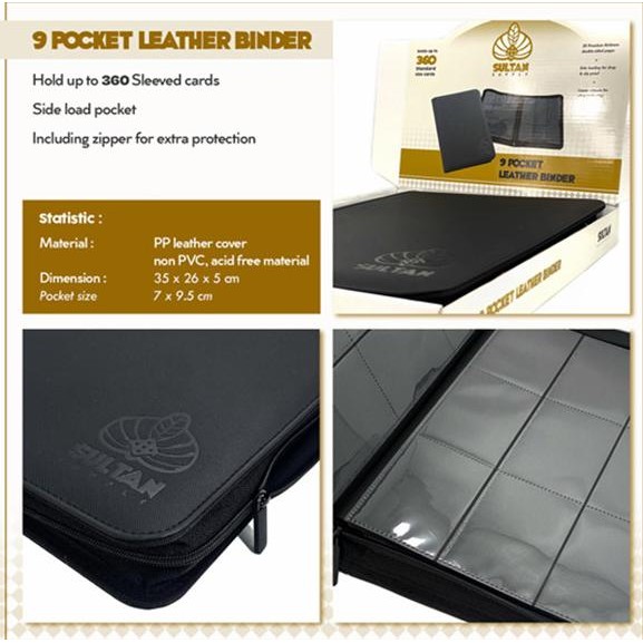 

Sultan Album 9 Pocket Zippered Leather Binder Black Original Dan Terpercaya