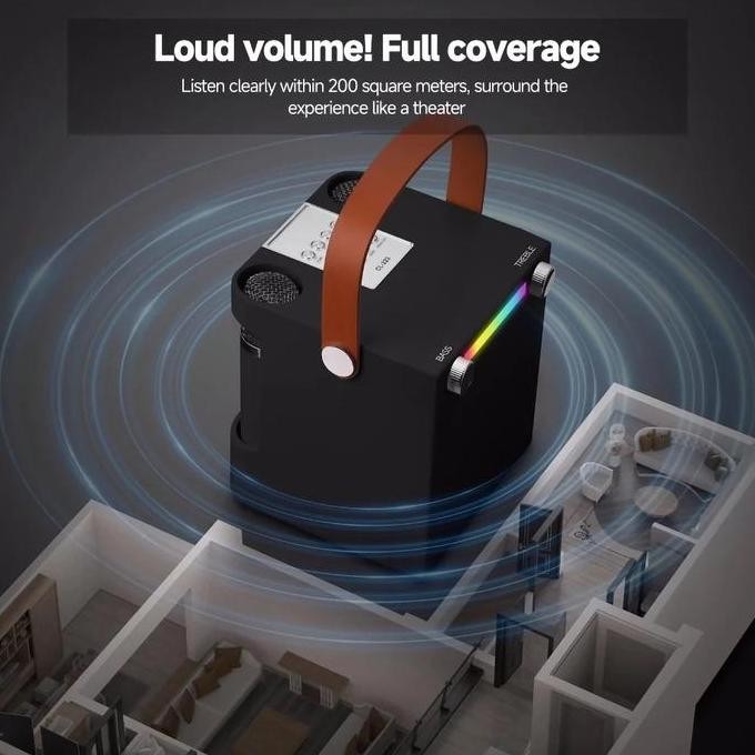 Terlaris Fleco Speaker Bluetooth Karaoke Fleco F-8894 Led Mini Bluetooth Speaker 2 Mic Hd Sound Qual