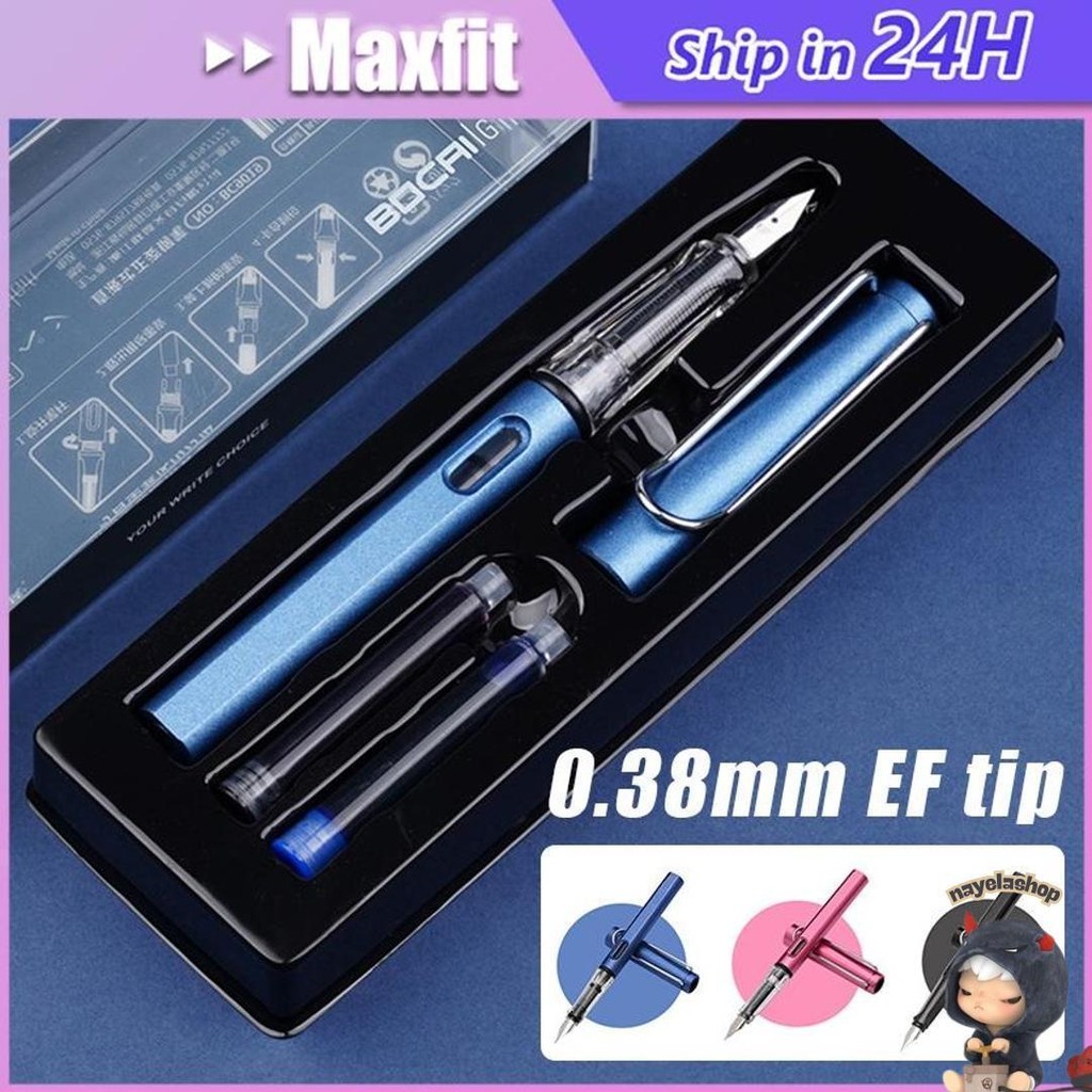 

Fountain Pen Pena Tinta 0.38Mm Bahan Plastik Kualitas Tinggi Refill Tinta Hitam & Biru Ink Pen Berlatih Kaligrafi Cod