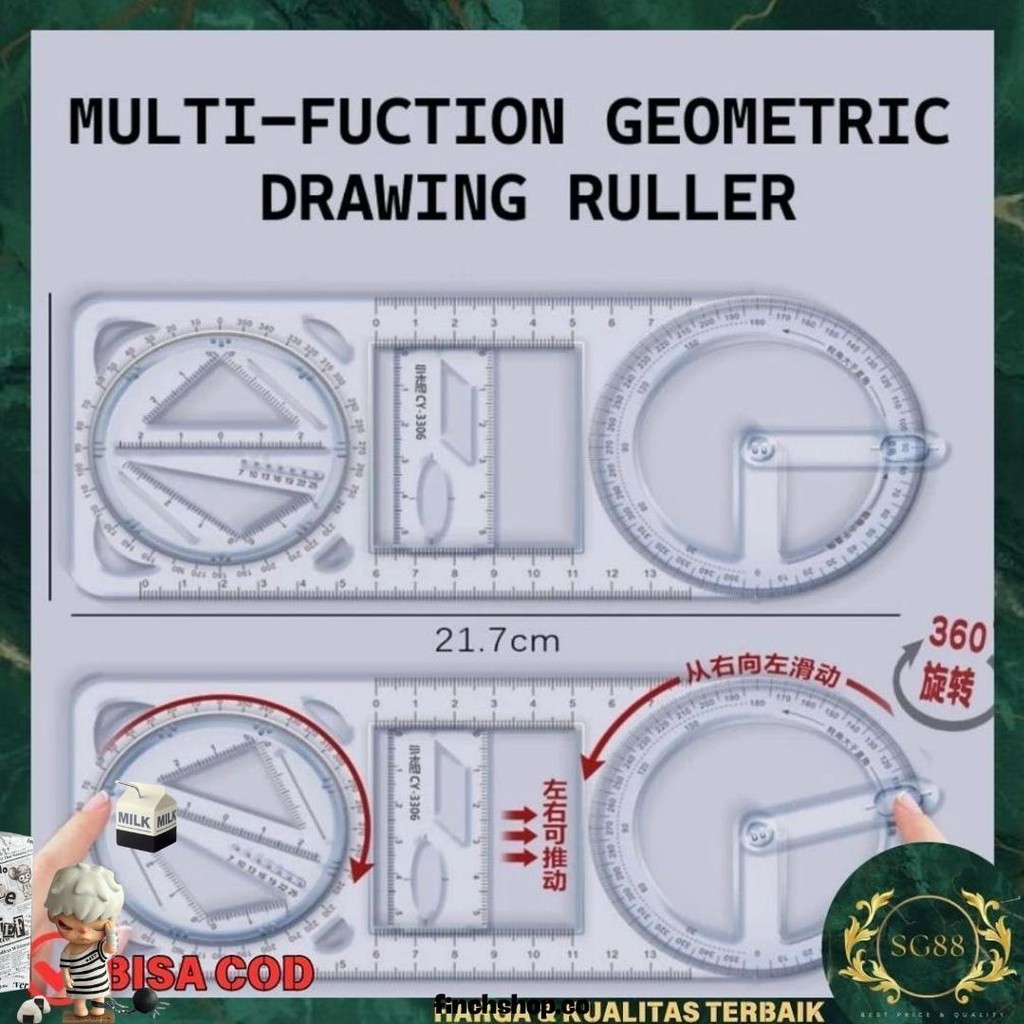 

Sg4 - Penggaris Geometri Busur Derajat Multifungsi Geometris Penggaris Jangka Lingkaran Mutlifunction Diskon