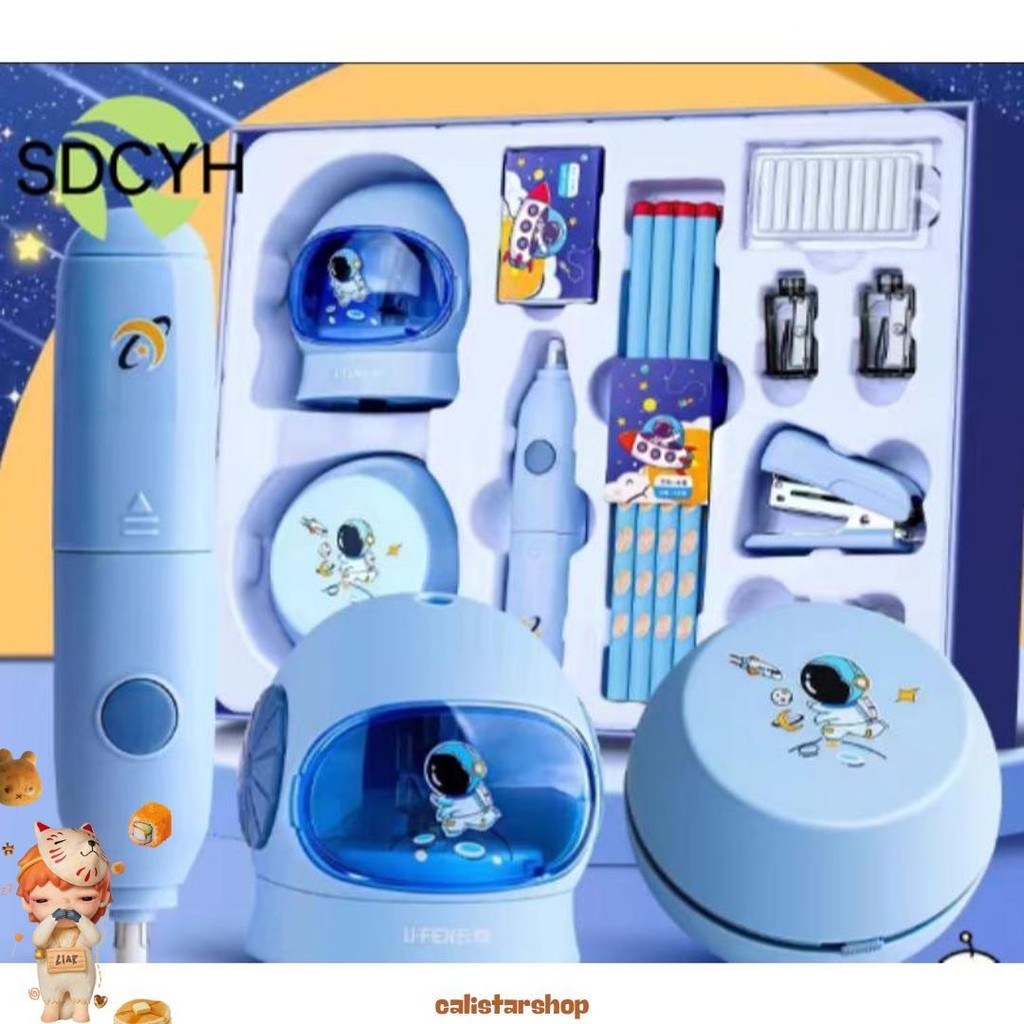 

Sdcyh Electric Stationery Set / Set Alat Tulis Elektrik Rautan Penghapus Vacuum Pensil 11 In 1 Promo