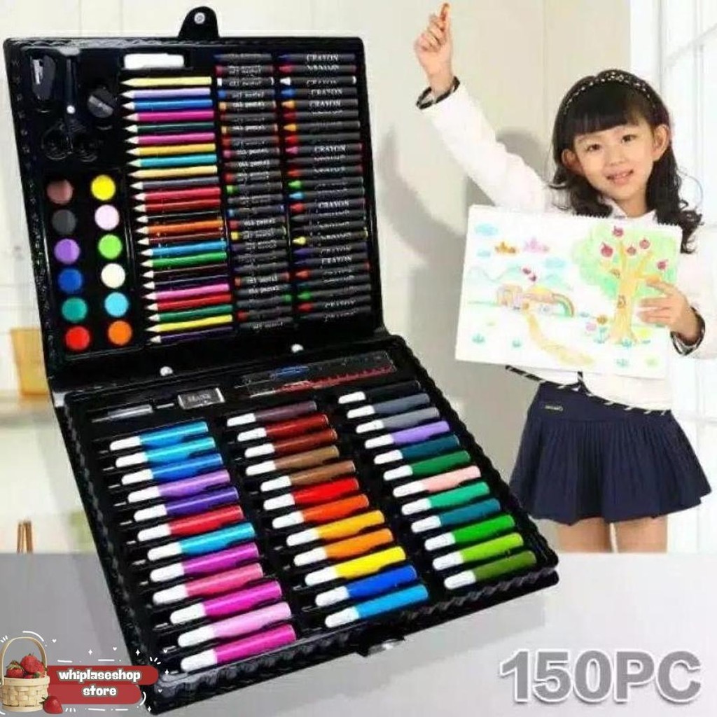 

150Pcs Crayon Set Art Set Isi 150 Pcs Pensil Warna Set Anak Crayon Full Set Alat Lukis Cat Krayon [Wr] Promo