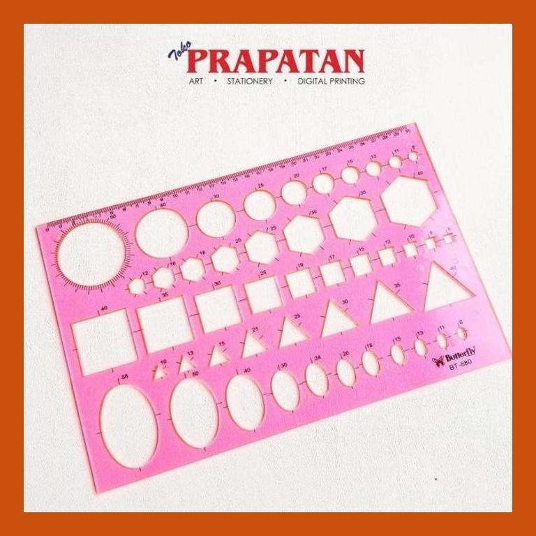 

[ PERALATAN LUKIS / GAMBAR ] BUTTERFLY MATHEMATICAL TEMPLATE RULER BT-880 GOOD QUALITY