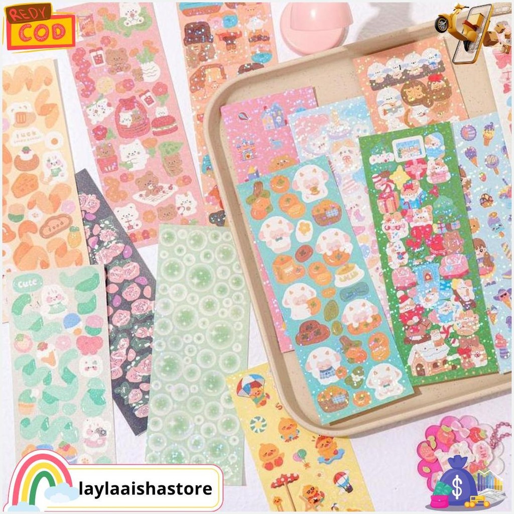 

! Sticker Isi 10-100 Stiker Diy Ukuran Lebih Besar Sticker Korea Glossy Pack Dekor Photocard Original Produk