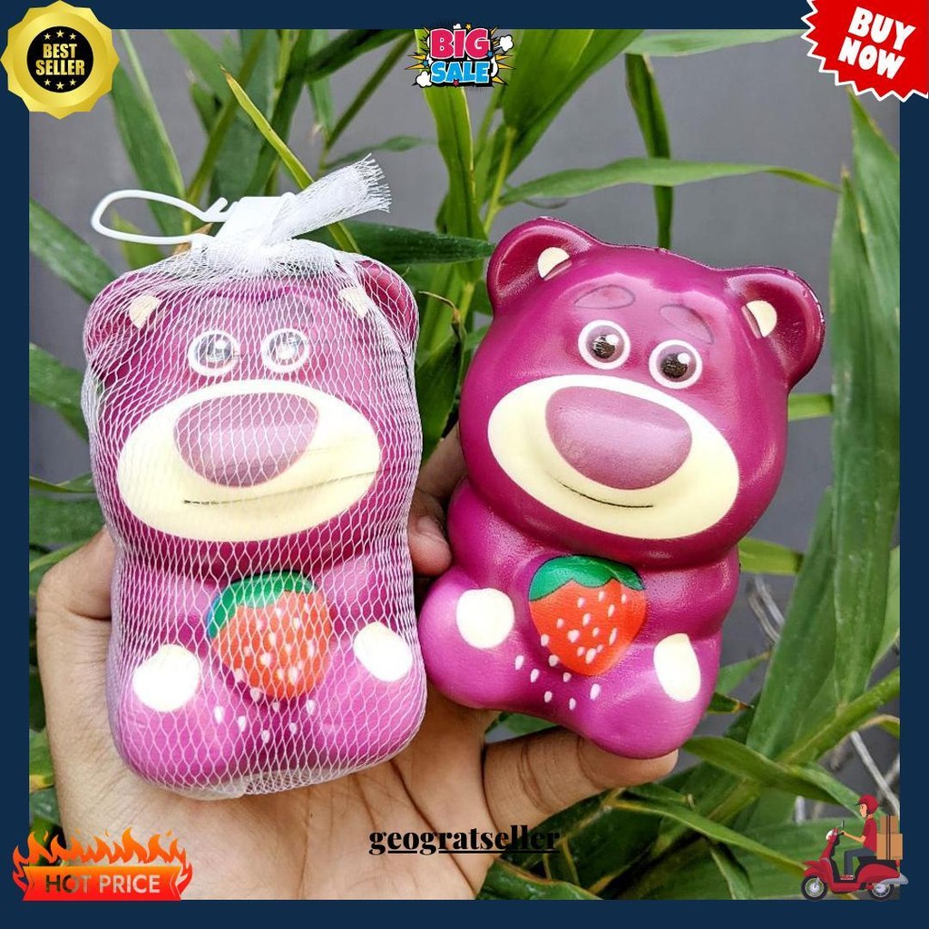 Squishy Viral Lotso Squish Beruang Strawberry Lotso / Squishy Kenyal / Squishy Lucu Termurah Banget