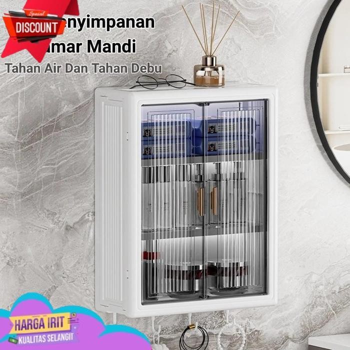 SALE LEMARI PLASTIK KAMAR MANDI DINDING AESTHETIC KABINET KAMAR MANDI TERTUTUP KOTAK RAK KAMAR MANDI