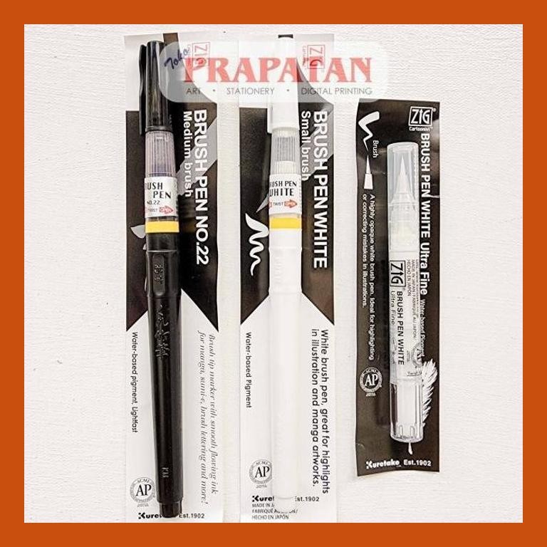 

[ PERALATAN LUKIS / GAMBAR ] ZIG KURETAKE BRUSH PEN BLACK WHITE | PENA KUAS GOOD QUALITY