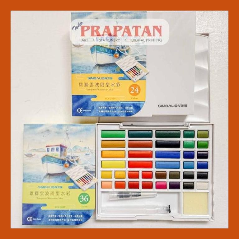 

[ PERALATAN LUKIS / GAMBAR ] SIMBALION TRANSPARENT WATERCOLOR CAKES SET WCK | CAT AIR SET GOOD QUALITY