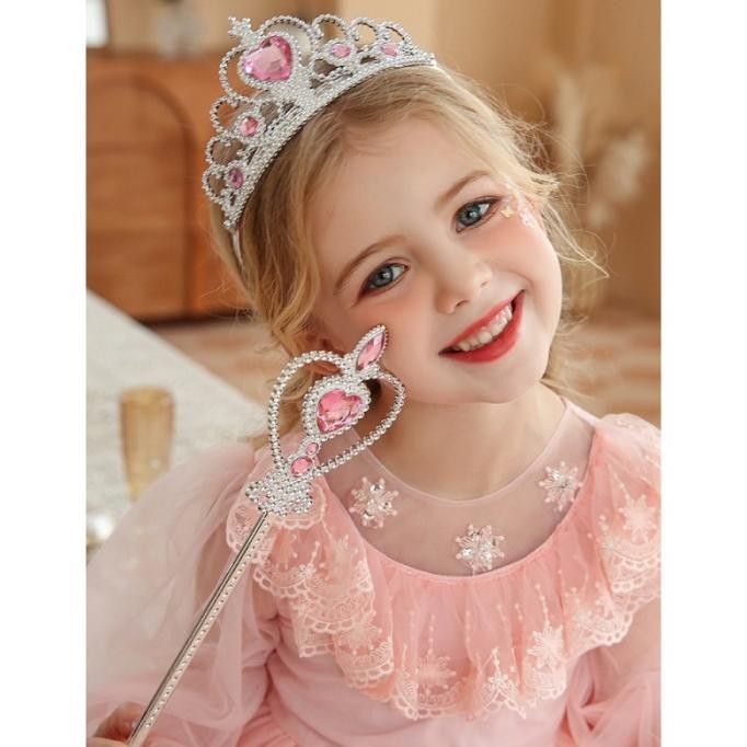 Aksesoris Birthday Anak Princess Frozen Elsa Tiara Wand Wig Glove ps