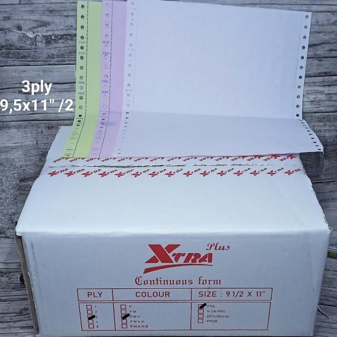 

kertas continous 3ply 9.5x11inc bagi 2 NCR berkualitas