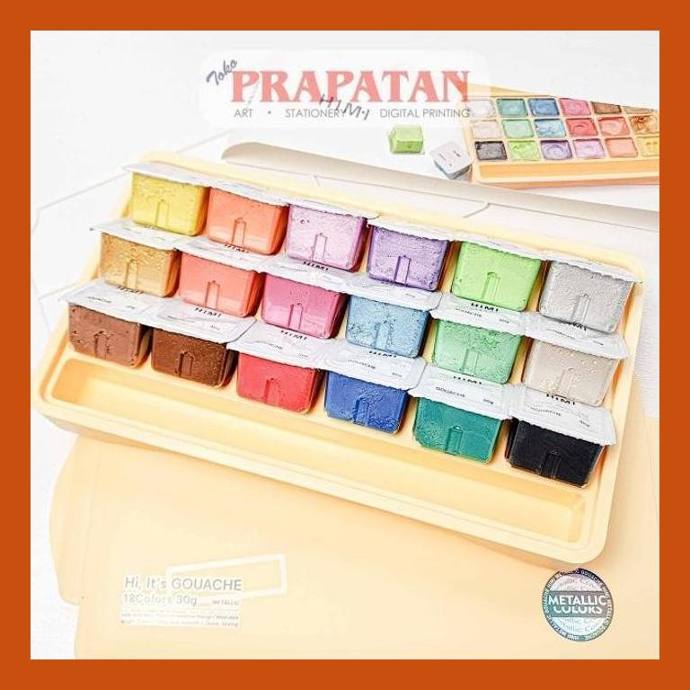 

[ PERALATAN LUKIS / GAMBAR ] MIYA HIMI GOUACHE 18X30ML METALLIC COLORS | CAT GOUACHE SIAP KIRIM