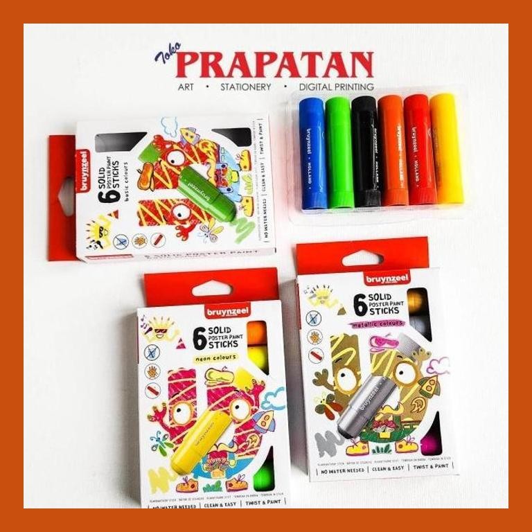 

[ PERALATAN LUKIS / GAMBAR ] BRUYNZEEL SOLID POSTER PAINT STICKS SET 6C | STIK POSTER GOOD QUALITY