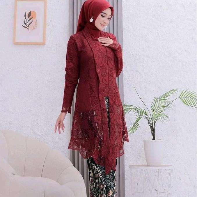 Set Kebaya Kutu Baru Terbaru | Kutu Baru Airin Free Hijab | Kebaya Jumbo Fit Ld 120 cm | Brukat | Se