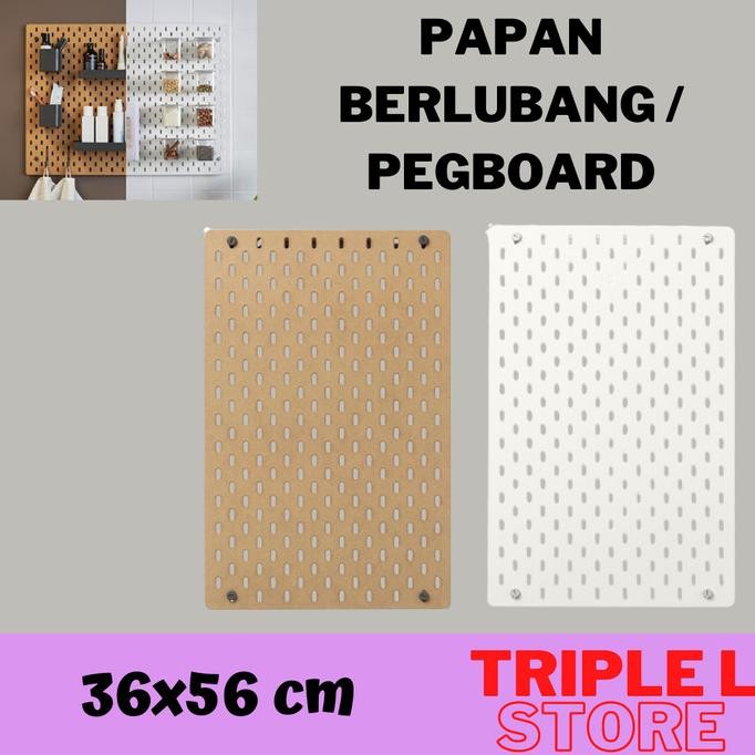 TERMURAH - Papan Berlubang Kayu Pegboard Kayu 36x56 cm SKD
