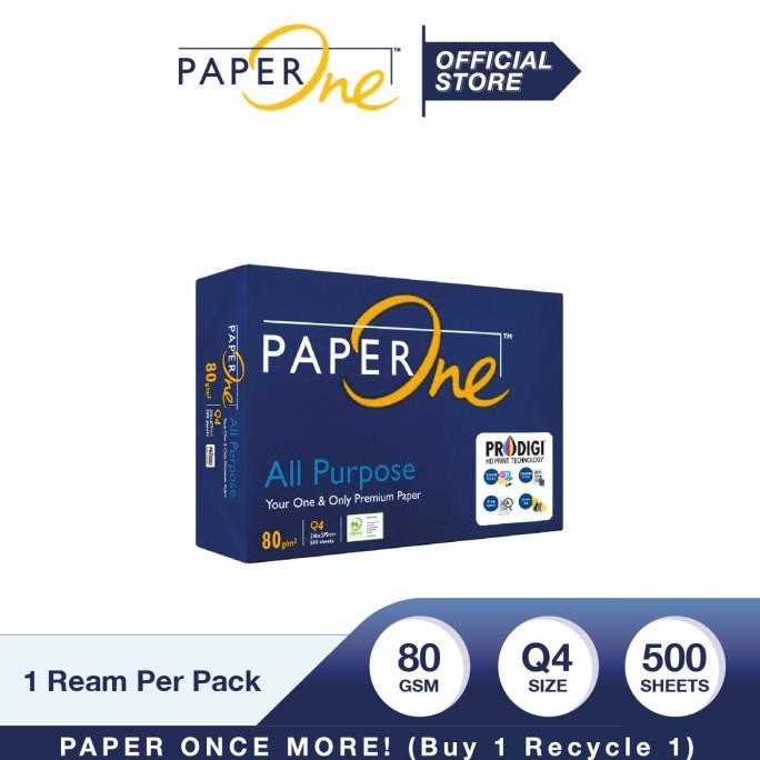 

PaperOne Kertas Quarto 80gr All Purpose 1 Rim (500 lembar) Kertas HVS