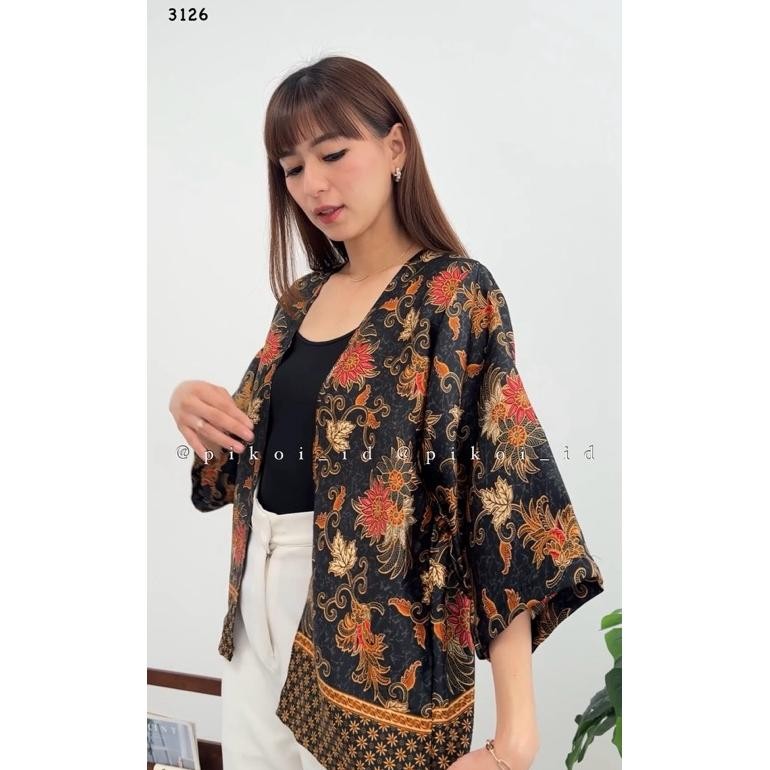 CR - Cardigan batik satin wanita / outer seragam batik kerja kantor / bolero batik cewek modern 241 